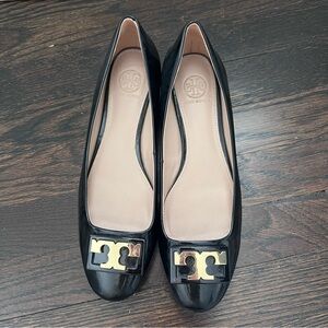 Tory Burch Black Loafers with Gold Accents